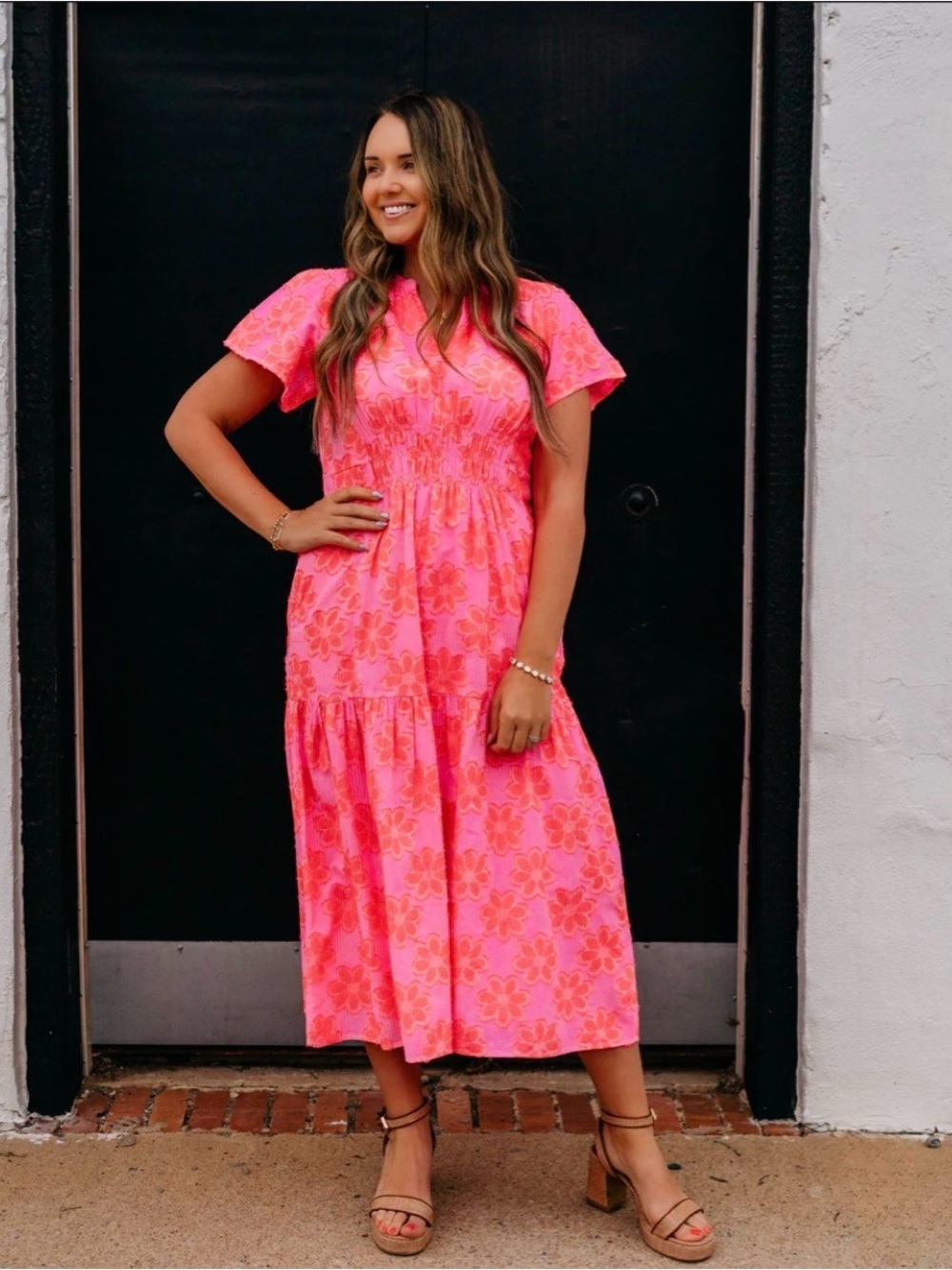Uncle Frank coral pink clip daisy dress